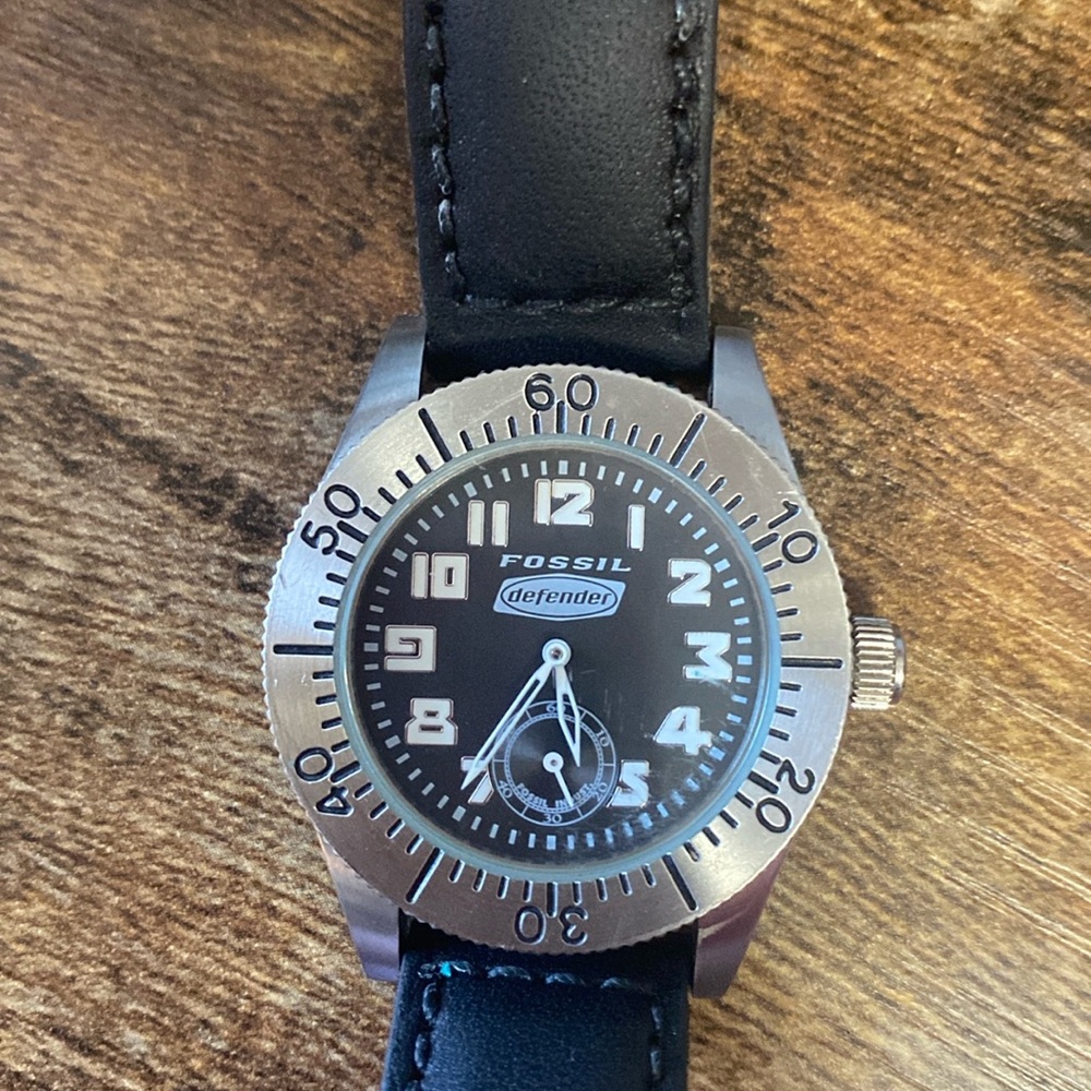 Fossil leather stainless steel watch